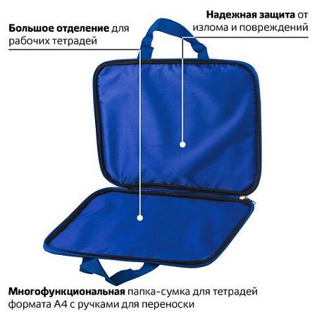 Папка на молнии с ручками BRAUBERG, А4, 1 отделение, с подкладкой, полиэстер, 20 мм, "Atom", 227089 