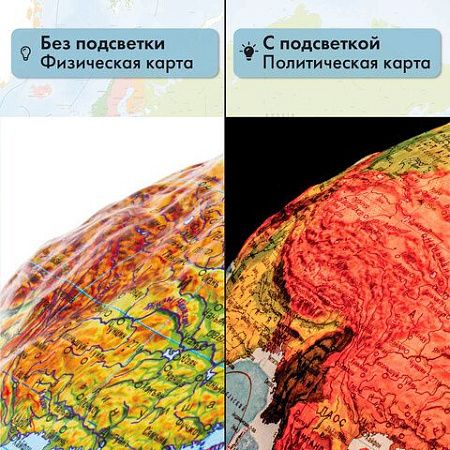 Глобус физический/политический GLOBEN "Классик Евро", диаметр 250 мм, рельефный, с подсветкой, Ке022500195 