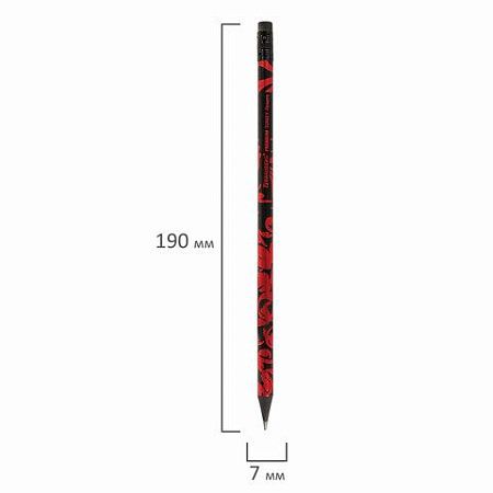 Карандаш чернографитный BRAUBERG "PREMIUM TURKEY", 1 шт., "Flowers", НВ, ассорти, дисплее, 181562 