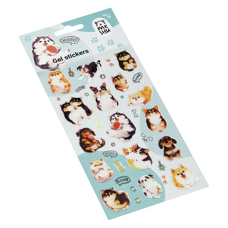 Наклейки гелевые MESHU  "Cute Dog" , 10*23см, инд. уп., европодвес