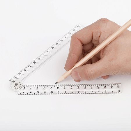 Линейка раскладная 15-30см СТАММ, пластиковая, прозрачная, европодвес 