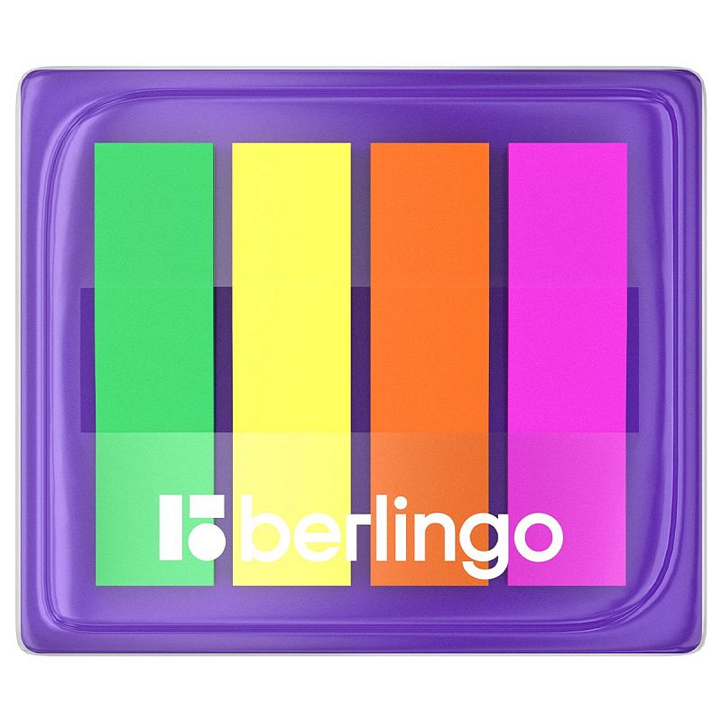 Флажки-закладки Berlingo 45*12мм, 20л*4 неоновых цвета, в диспенсере, европодвес