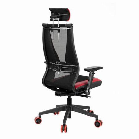 Кресло компьютерное МЕТТА "ErgoLife" 10 B2-170D, 2D-подголовник, экокожа/сетка, черное/красное