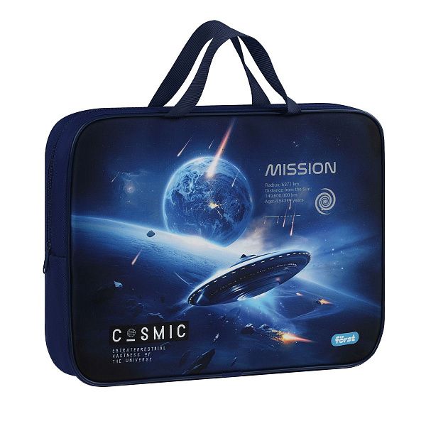 Папка текстильная с ручками 1 отделение, А4 Först "Cosmic", 350*265*80мм, текстиль, на молнии