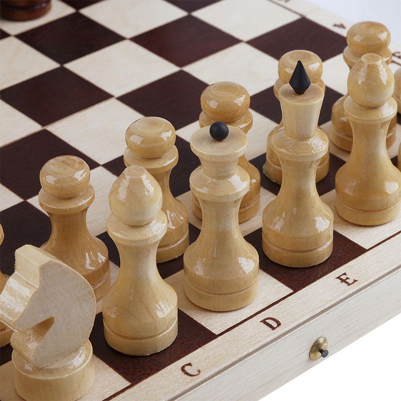 Шахматы ТРИ СОВЫ обиходные, деревянные с деревянной доской 29*29см