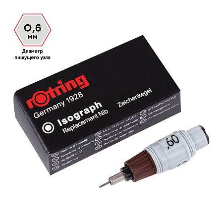 Пишущий элемент для изографа Rotring 0,6мм, картон. упаковка 