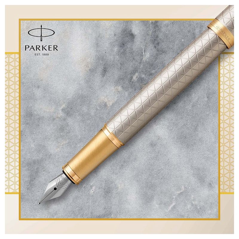 Ручка перьевая Parker "IM Premium Warm Silver GT" синяя, 0,8мм, подарочная упаковка 