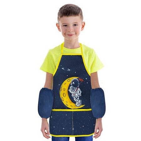 Фартук с нарукавниками для уроков труда BRAUBERG KIDS, 45x54 см, 2 кармана, "Spaceman", 271639 