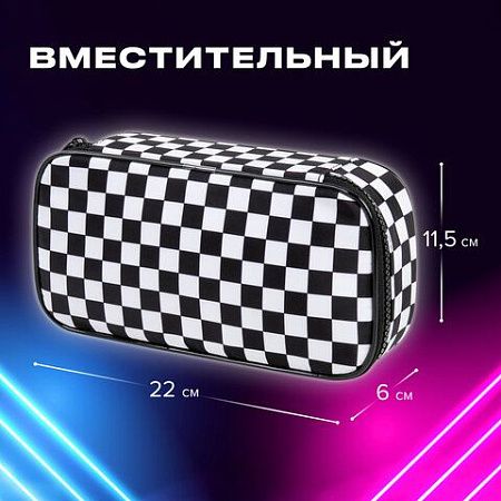 Пенал-органайзер BRAUBERG, 1 отделение, полиэстер, 22x11,5x6 см, "Black and white", 271572 