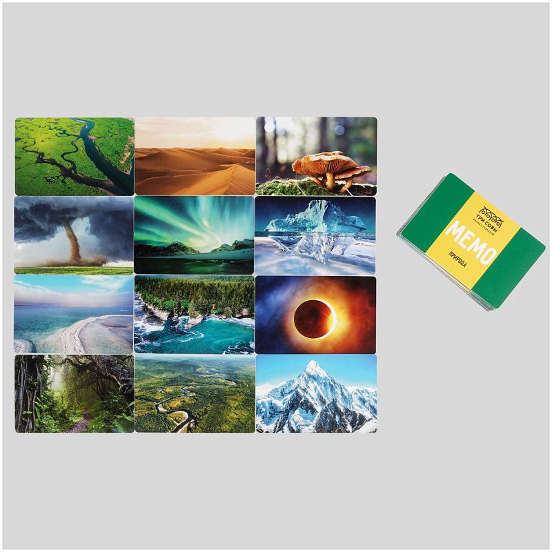 Игра настольная ТРИ СОВЫ "Мемо. Природа ", 50 карточек, картонная коробка 