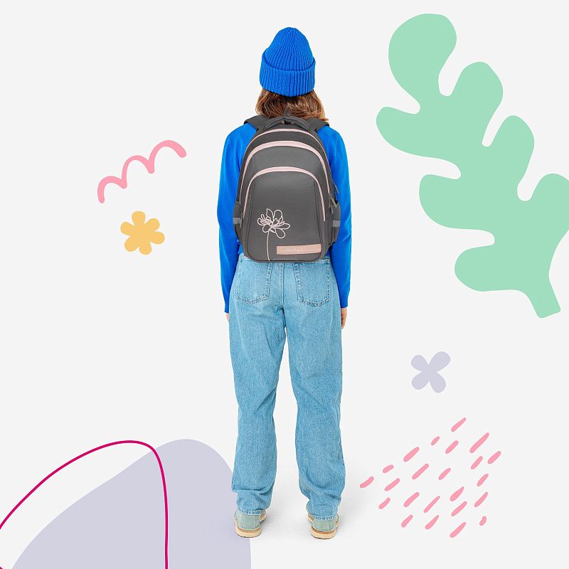 Рюкзак Berlingo Comfort "Flower" 38*27*18см, 3 отделения, 2 кармана, эргономичная спинка 