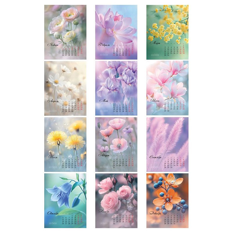 Календарь-домик, 108*140 мм BG "Нежность", на гребне, 2026г.