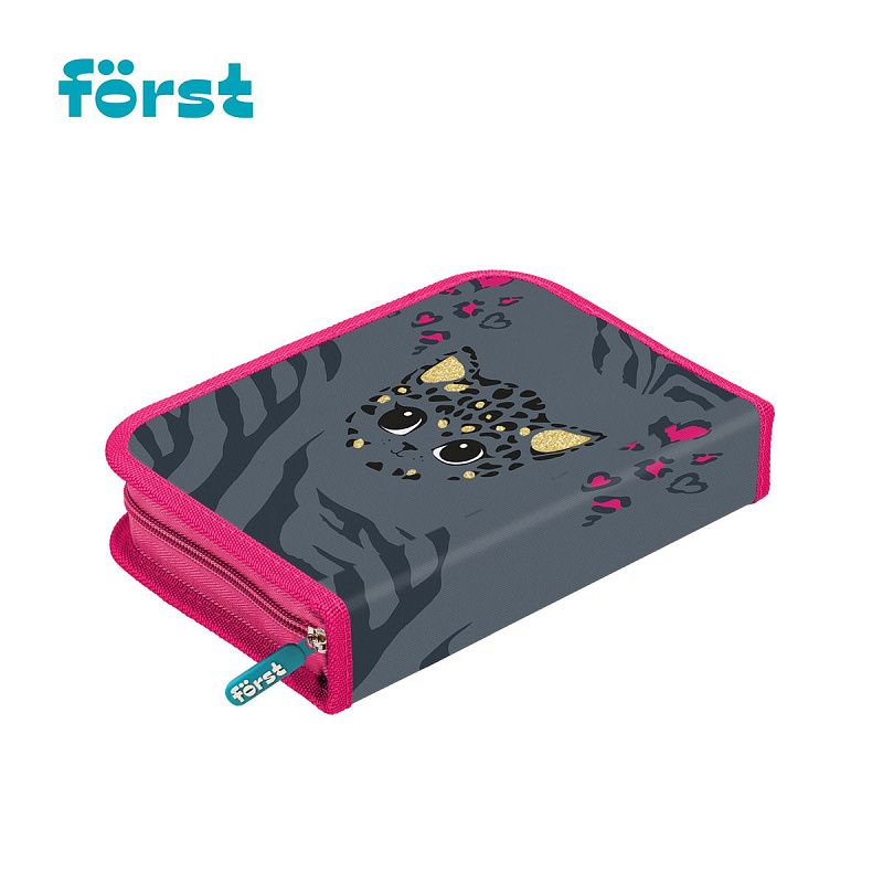 Пенал 1 отделение, 200*140*40 Först "Little leo", дополнительная откидная секция, полиэстер 