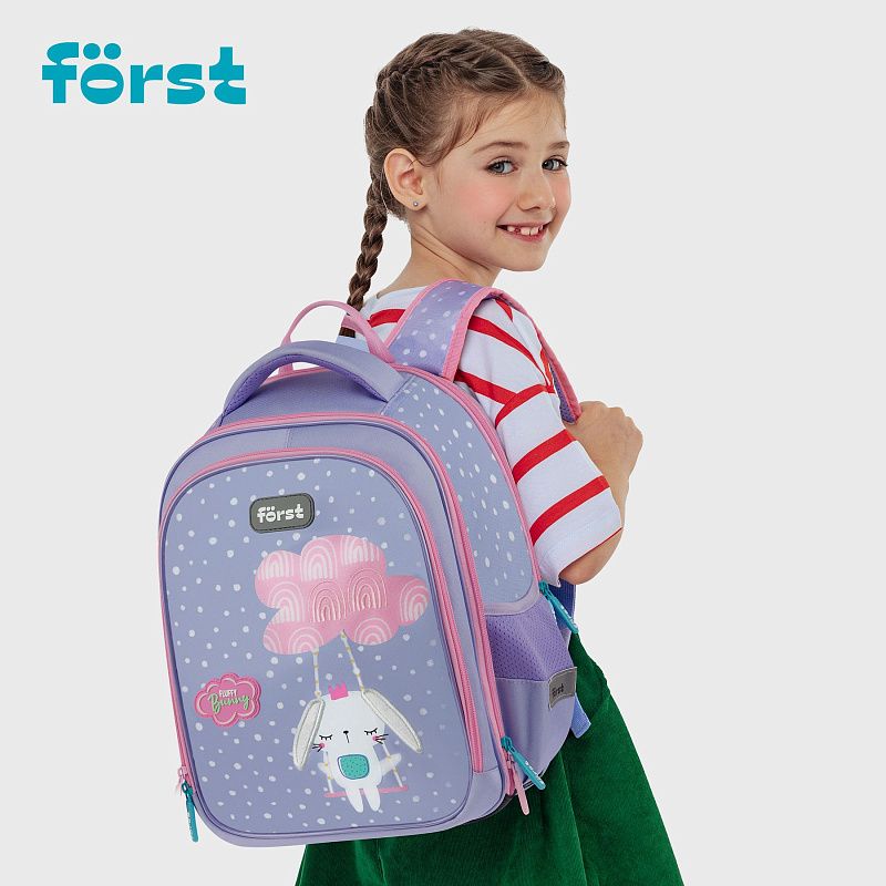 Рюкзак Först F-Cloud "Fluffy Bunny" 37*28,5*16,5см, 3 отделения, 3 кармана, анатомическая спинка 