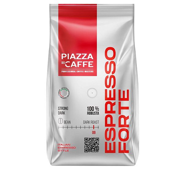 Кофе в зернах Piazza del caffe "Espresso Forte", вакуумный пакет, 900г.