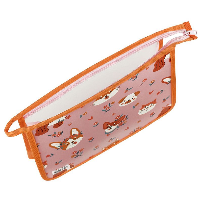 Папка для тетрадей 1 отделение, А5, ArtSpace "Pets", пластик, на молнии 