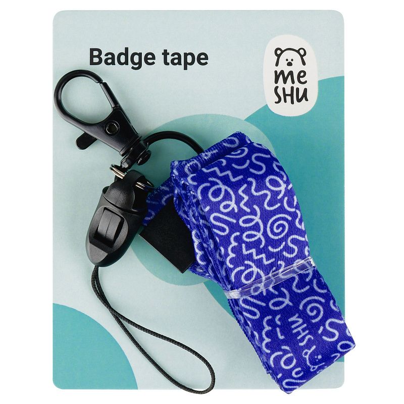 Лента для бейджей MESHU "Doodles", 45см, петелька, карабин, опп пакет с европодвесом