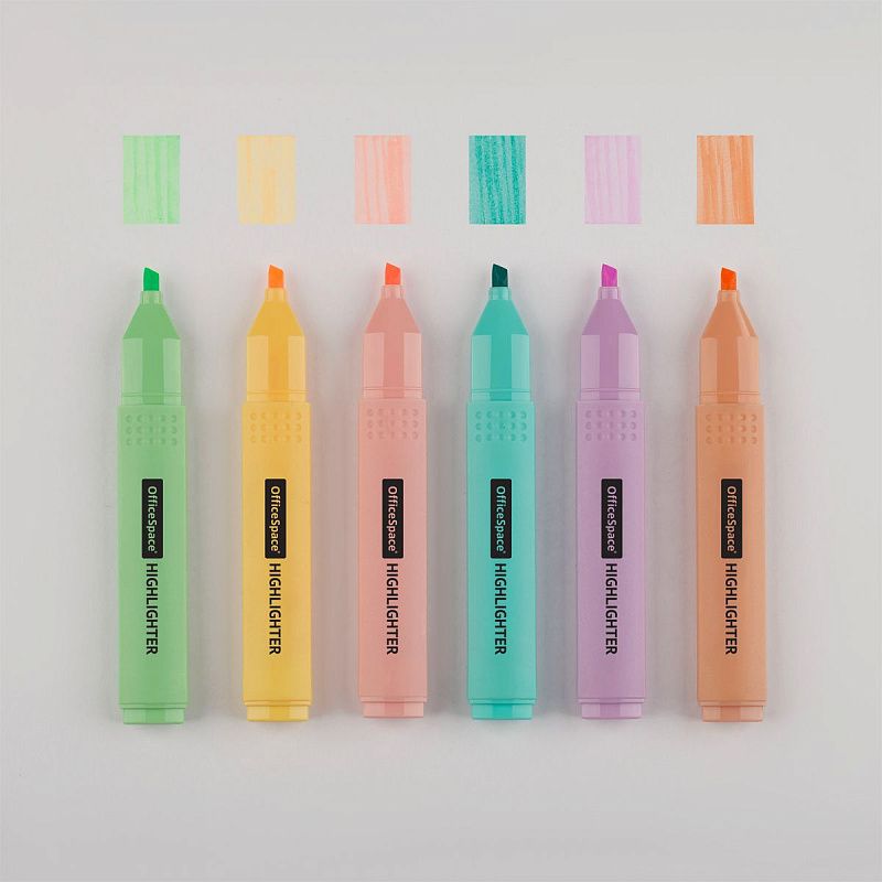 Набор текстовыделителей OfficeSpace 06цв., пастельные, 1-4мм, чехол с европодвесом 