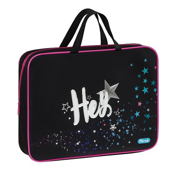 Папка текстильная с ручками 1 отделение, А4 Först "Hey!", 350*265*80мм, текстиль, на молнии