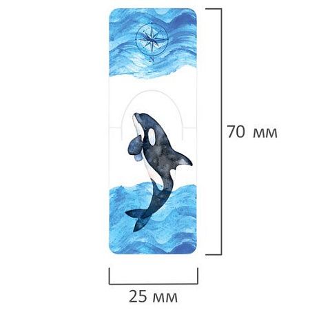 Закладки для книг МАГНИТНЫЕ c высечкой, "MARINE LIFE", набор 6 шт., 35х25 мм, BRAUBERG, 113163 