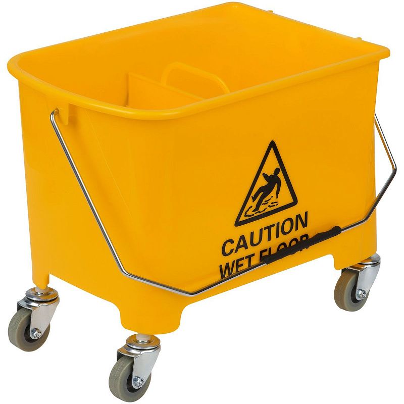 Тележка уборочная-ведро OfficeClean Professional, 2 секции, 20л, прямоугол., механич. отжим, желтая