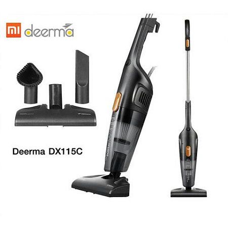 Пылесос вертикальный DEERMA DX115C, 2 в 1, потребляемая мощность 600 Вт, контейнер 1,2 л, черный