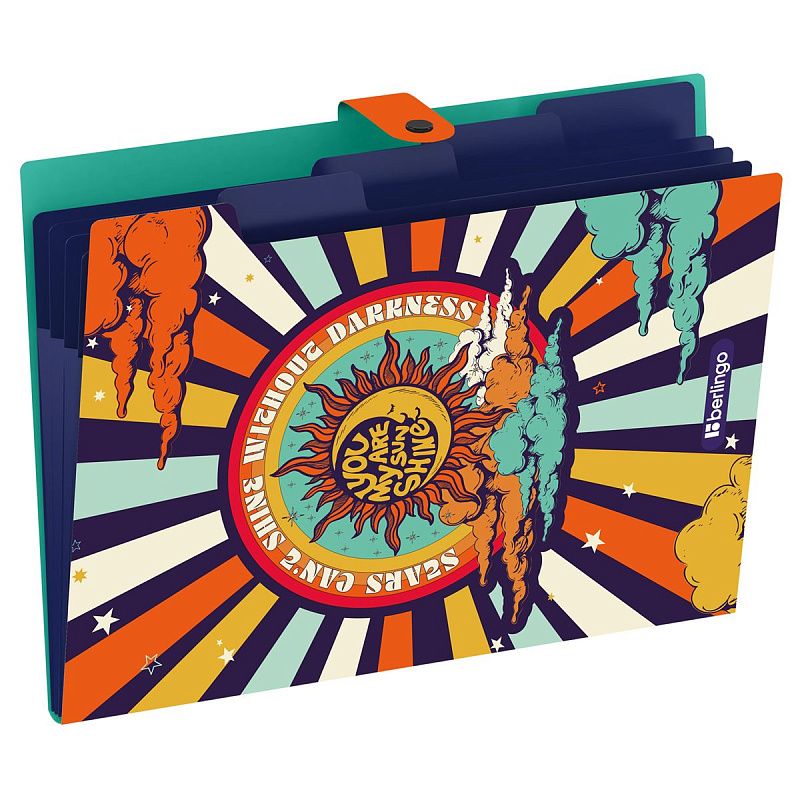 Папка 5 отделений Berlingo "Groovy", А4, 600мкм, на кнопке, с рисунком 