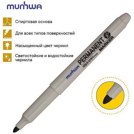 Маркер перманентный MunHwa зеленый, пулевидный, 1,5мм 