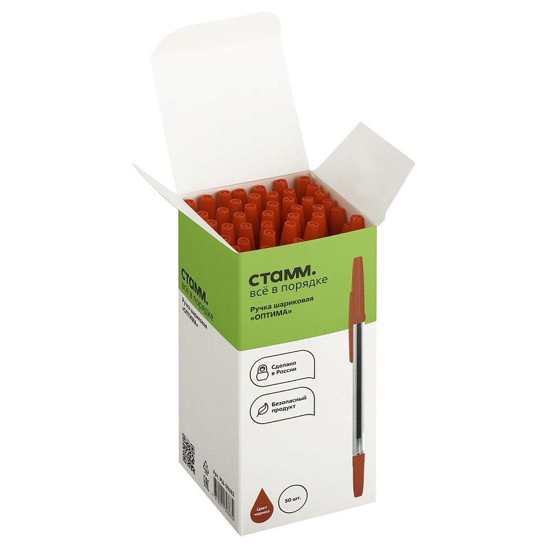 Ручка шариковая СТАММ "Оптима" красная, 1,0мм 