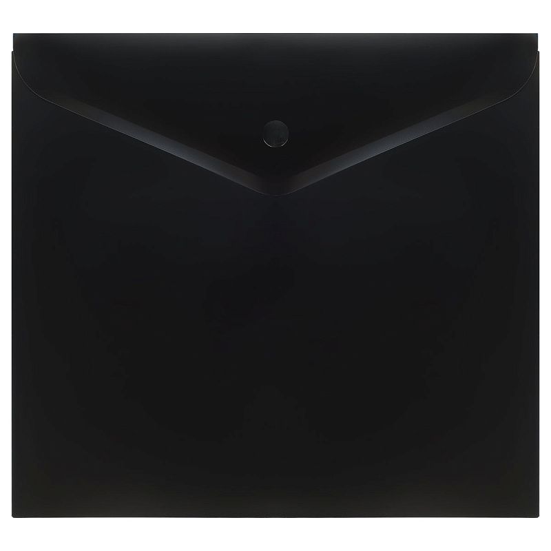 Папка-конверт на кнопке СТАММ А5+, 150мкм, пластик, непрозрачная, черная