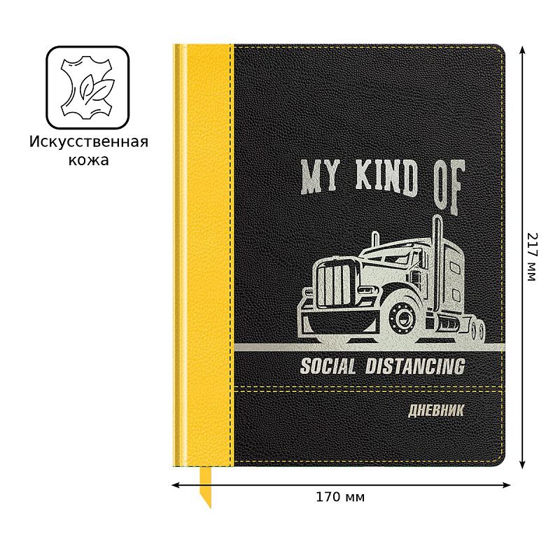 Дневник 1-11 кл. 48л. (твердый) BG "Big car", комбинированная иск. кожа, полноцветная печать, тиснение фольгой, ляссе