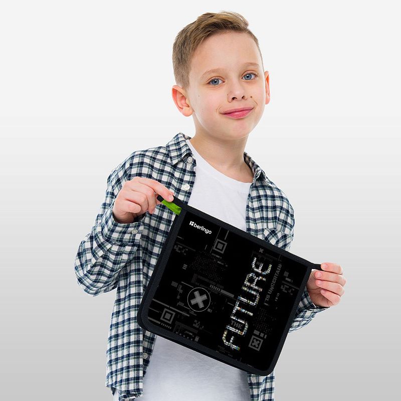 Папка для тетрадей 1 отделение, А5 Berlingo "FutureX", 240*205*40 мм, пластик, на молнии 