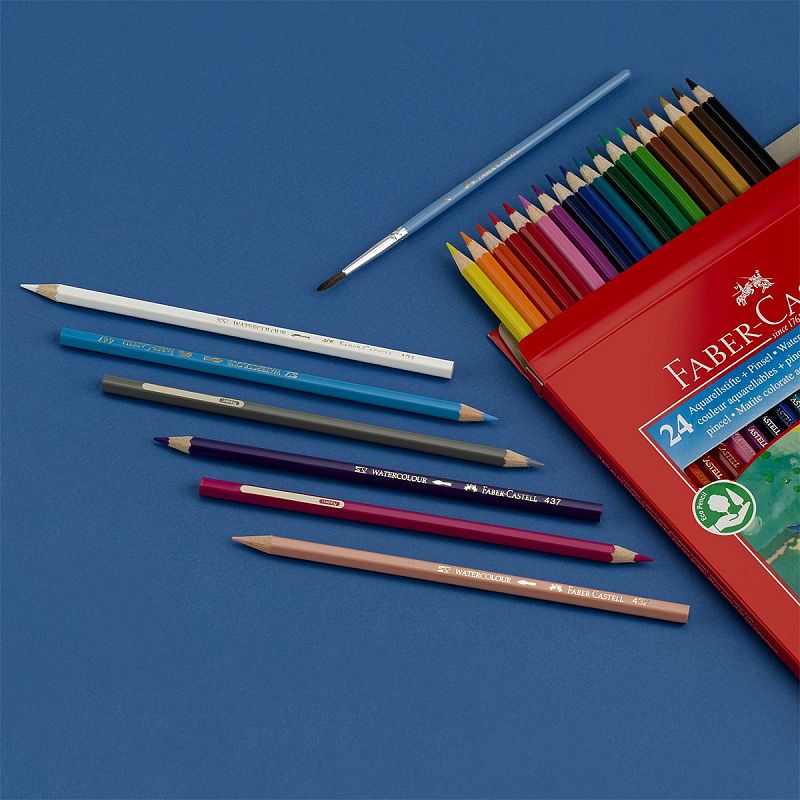 Карандаши акварельные Faber-Castell, 24цв+кисть, картон, европодвес