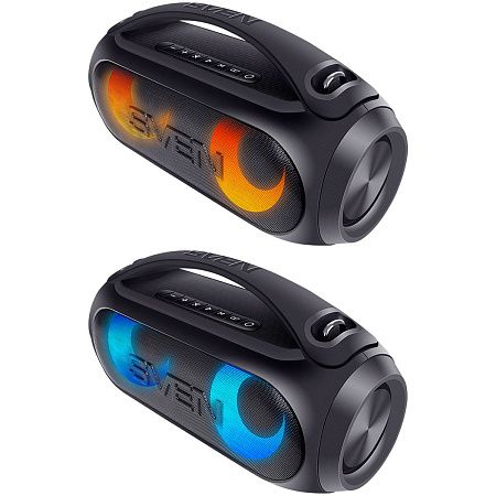 Колонка портативная Sven PS-380, 40W, Bluetooth, FM, USB, защита от воды, подсветка, черный