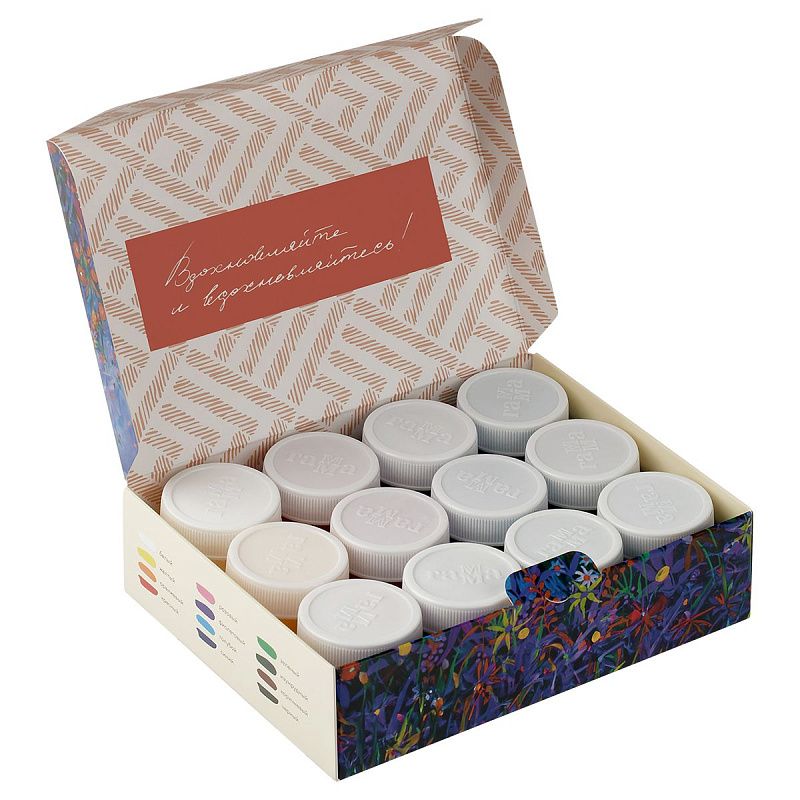 Краски акриловые декоративные Гамма "Хобби", 12 цветов, 20мл, картон. упаковка NEW