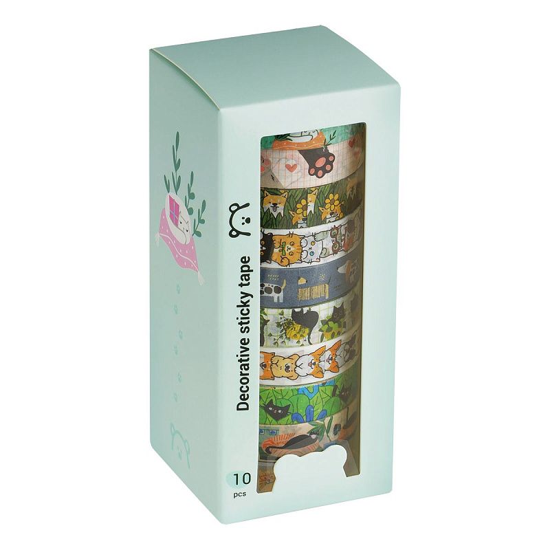 Набор клейких декоративных лент MESHU "Аnimals", 10шт