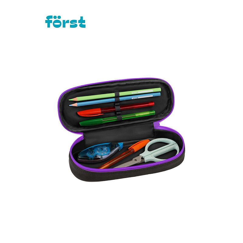 Пенал корпусный 1 отделение, 220*90*45 Först "Pink tiger", полиэстер 