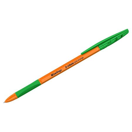 Ручка шариковая Berlingo "Tribase grip orange" зеленая, 0,7мм, грип