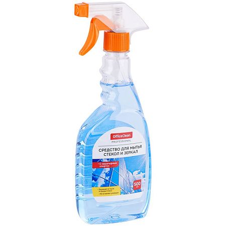 Средство для мытья стекол и зеркал OfficeClean Professional, с нашатырным спиртом, 500мл, с курком 