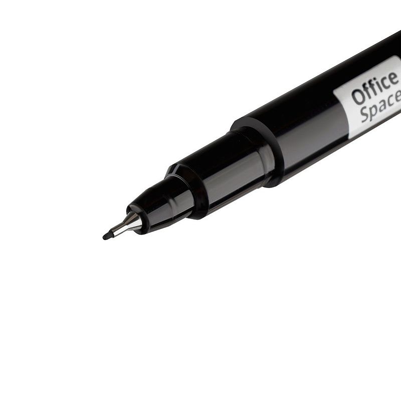 Маркер перманентный OfficeSpace черный, тонкий металл. наконечник, 0,5мм 