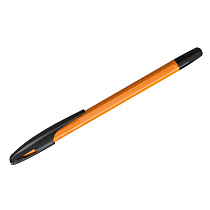 Ручка шариковая СТАММ "Орбита 100" черная, 0,7мм, оранжевый корпус