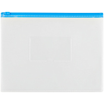 Папка-конверт на zip-молнии OfficeSpace А5, полипропилен, 150мкм, прозрачная, карман, молния синяя