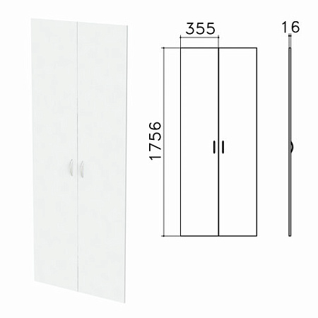 Дверь ЛДСП высокая "Бюджет", КОМПЛЕКТ 2 шт., (355х16х1756 мм), белый, 402880-290
