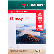 Фотобумага А3 для стр. принтеров Lomond, 230г/м2 (50л) глянцевая односторонняя