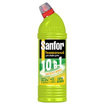 Чистящее средство для сантехники Sanfor "Universal 10в1. Лимонная свежесть", гель с хлором, 750мл 